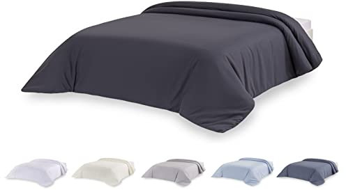 Todocama Bettbezug aus Mikrofaser, extra weich. Dunkelgrau – Bett 105/120 – 180 x 220 cm.