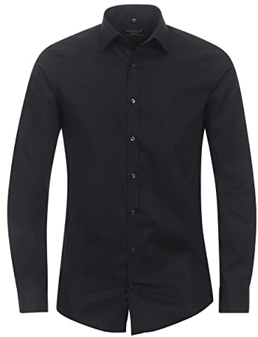 Redmond Businesshemd Uni Slim Fit Schwarz XS