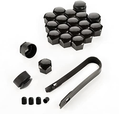 LST 20x 17mm Schwarz glänzend Sechskantkappen Radschrauben Kappen Anti-Diebstahl