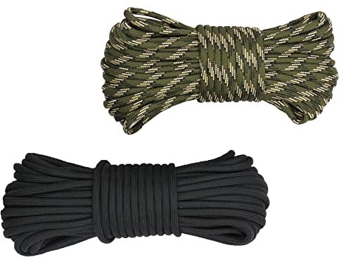 CRAZY SHARK Paracord 550 Seil 2 Stück 15m Nylon/Polyester-Seil mit 9 Kern 4mm Stärke, Survival Seil Stränge für Armband, Leine, Halsband, Reißfest & Langlebig Mehrzweck Seil, Parachute Cord