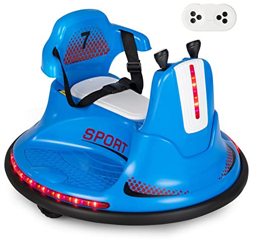 RELAX4LIFE Autoscontro Elettrico per Bambini da 6V con Telecomando, Musica, 3-6KM/H, Cintura Regolabile, Luci LED, 360 Gradi, Funzione di Avvio Lento, Portata 25KG,3-7 Anni (BLU)