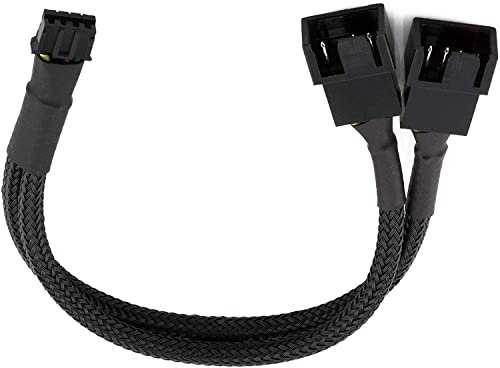 Easycargo GPU Fan Adapter Splitter Cable to PWM Fan, Graphic Card Fan Adapter, Compatible to 4-pin 3-pin PWM Fans 10cm 4 inch Black 1 to 2 Splitter cable