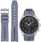 BONACE Ersatz-Uhrenarmband für MoonSwatch, gebogen, keine Lücken, Gummi-Armband, kompatibel mit Omega X Swatch MoonSwatch Speedmaster, Rolex, SEIKO, 20 mm Uhr, Dunkelblau mit Strich in Schwarz