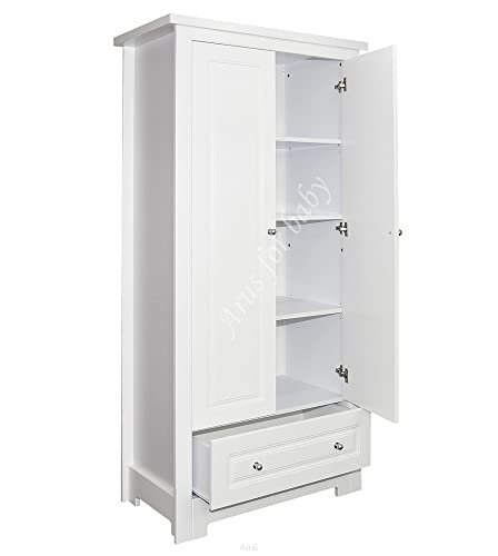 Kleiderschrank Babyzimmer Carmen 195x89cm - Kleiderschrank 2 Türig aus Hochwertiger Möbelplatte und MDF Gefertigt - Babyzimmer Kleiderschrank Weiß Geräumig