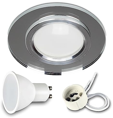Kwazar Luminaire LED Einbaustrahler 230V Flach 7W Bad Einbauleuchten Deckenspots Deckenstrahler, Kaltweiß 6000K Einbauspots für Badezimmer Küche Wohnzimmer (Klar, 1 Stück)