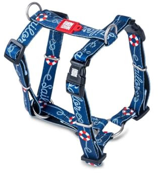 Max & Molly Weiches, bequemes und sicheres H-Geschirr für Hunde, verstellbare Größe, schnell trocknend, maschinenwaschbar, Matrose, Größe M