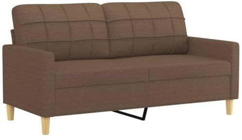 vidaXL Sofa 2 Sitzer, Couch für Wohnzimmer, Polstersofa mit Metallgestell, Loungesofa Zweisitzer Wohnzimmersofa Wohnzimmermöbel, Braun Stoff