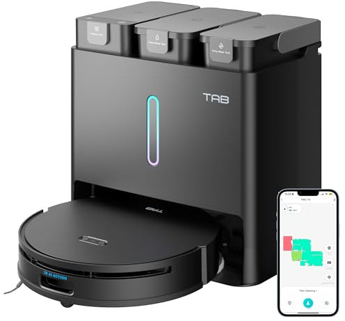 TAB Fairy 10 Saugroboter mit Wischfunktion und Absaugstation - Auto-Mopp-Hebefunktion, Versteckte LiDAR Navigation, Saug Wischroboter mit Selbstreinigung, Staubsauger Roboter, Roboterstaubsauger