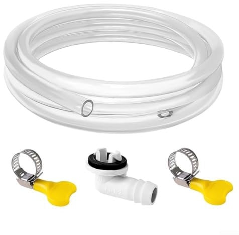 3/6ft Air Conditioner Drain Pipe, Plastic Tube, Portable Ac Hose Drain Hose Kit Air Conditioner Drip Pan Washing Machine Hoses(1*Drain Pipe,1*Hose Connector, 2*Clamps)(6FT)