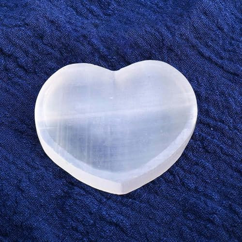 KatLin Cuencos de Cristal de selenita Blanco Natural, Forma de corazón, Fengshui, Chakra Mineral de Cuarzo for decoración del hogar, Regalo curativo, 1 ud. Adornos