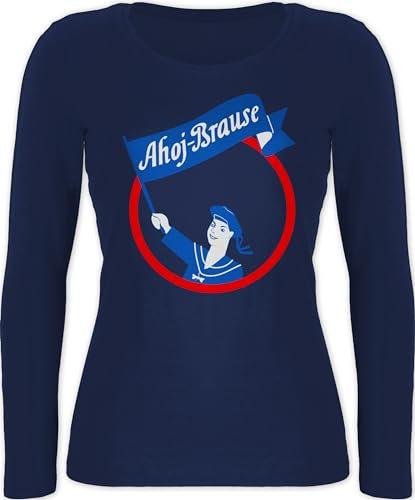 Langarmshirt Damen - Karneval & Fasching - Ahoj Brause Kostüm Ahoj-Brause Verkleidung - XL - Marineblau - Oberteil Carnaval Shirt Langarm „Fasching“ Oberteile karnevalsartikel langärmlig