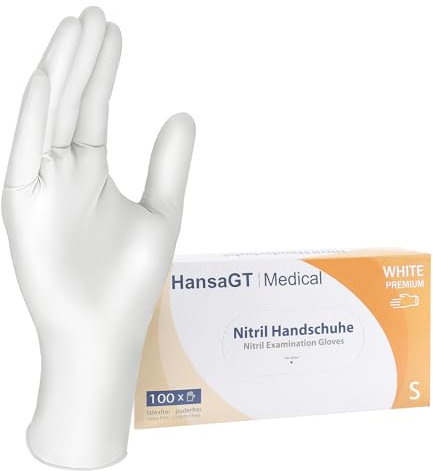 Einweghandschuhe Weiß S 100 Stück Nitrilhandschuhe puderfrei, Handschuhe Einweg latexfrei, strapazierfähige reißfeste Gummihandschuhe, Einweghandschuhe für Kochen, Reinigen, Tattoo & Nagelpflege