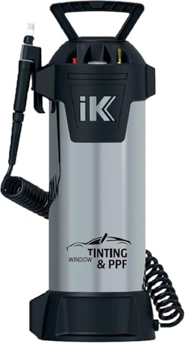 IK Window Tinting & PPF - Spruzzatore Professionale Acciaio Inox 13 L | Alta precisione e resistenza chimica - per oscuramento vetri, PPF e detailing - tubo 4 m - attacco aria compressa