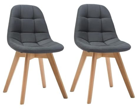 Primal Internet GmbH Esszimmerstühle 2er Set grau | Stühle für Esszimmer aus Echtholz Massivholz | Polsterstuhl modern | Küchenstühle Holz gepolstert