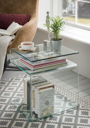 möbelando Beistelltisch >7/108-10< in Klarglas, Glas - 42x48x38cm (BxHxT)
