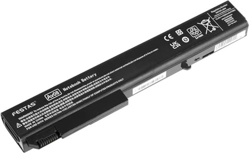 FESTAS 14.4V 5200mAh 8 Cells AV08 AV08XL HSTNN-LB60 HSTNN-OB60 Batterie Compatible avec HP EliteBook 8530p 8530w 8540p 8540w 8730w 8740w Series 484788-001 493976-001 Ordinateur PC Portable