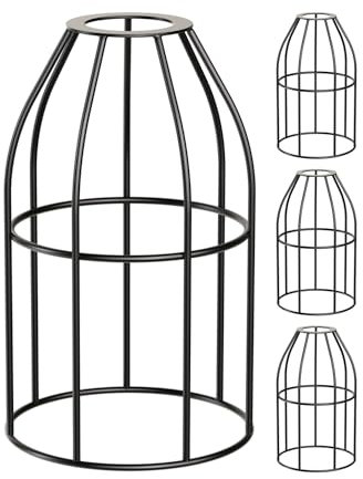 ledscom.de 4 Stück Käfig-Lampenschirm, schwarz, 122mm Ø