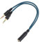 Kaohxzklcn 3.5mm Headset Splitter for PC, Laptop, Smartphone and Speaker - 4-Pole TRRS to 2x 3.5mm Male - Gold-Plated Connectors - Blue, 8.66in
