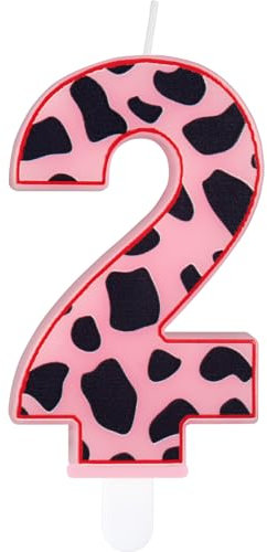 Cow Print Birthday Candles, Pink Cow 2nd Birthday Number Candles, Pink Number 2 Candle for Cake, Girls Boys 2nd Birthday Decorations, Cow Happy Birthday Candles, Farm Animals Theme Party Decorations