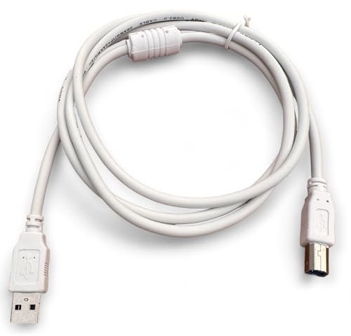 USB Wire For Epson EcoTank ET-3850, 1.5m White Printer Cable, Ferrite Core, 0.5cm Thick
