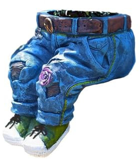 hgnxa Jeans-Pflanztöpfe, Kunstharz, Blume, Sukkulenten, Übertöpfe, Jeans, Blumentöpfe, Jeans-Form, Skulptur, Jeans-Pflanzgefäß