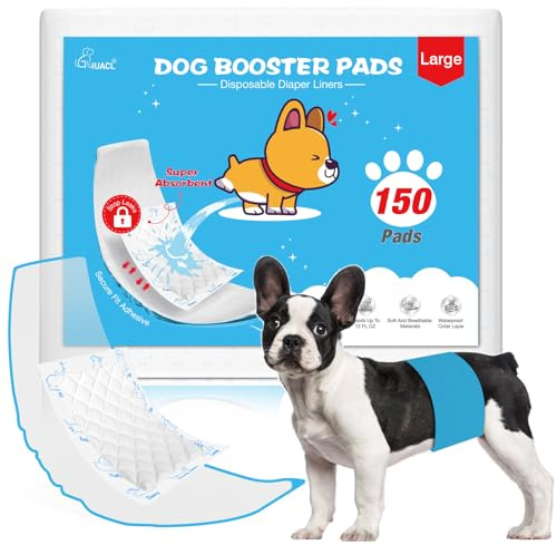 Dog Diaper Liners for Dog Diapers Male and Female, 150ct Ultra-Fast Absorption Disposable Booster Pads, Perfect Protection Most Reusable Pet Belly Bands, Puppy Diapers Female washable and Male Wraps