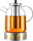 HEMOLY Théière en verre de 1,8 l avec réchaud - Théière en verre avec infuseur - Théière avec passoire - Théière pour thé en vrac et sachets de thé