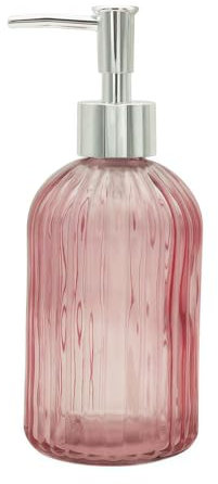 Glass Soap Dispenser Bathroom Countertop Shampoo and Conditioner Dispenser Washing Up Liquid Hand Soap Pump Bottle Dispenser Kitchen(1, Pink)