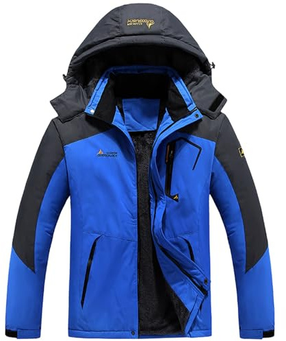 Mrat Waterproof Jacket For Men Outdoor Warm Windbreaker Jackets with Detachable Hooded Thickened Inner Fleece Patchwork Raincoat Casual Sports Coats Hiking Climbing Snow Rainwear Plus Size 6XL