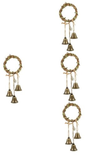 Warmhm 4 Stück Glocke Kristallwindspiel dekorative Hexenglocke hängende Hexenglocke Hausgeräte shöne bescherung Vintage Dekoration Boho- Hexenglocke Windspiel Windglockenschmuck Holz