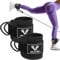 Islero PAIR of Double D Ring Ankle Cuffs Weight Lifting Leg Workout Pulley Cable Machines attachment Hook Gym Straps Neoprene padded support wraps Bodybuilding SOLD AS PAIR (Matte Black)