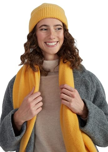 Style & Republic Damen Klassische Kaschmir Mütze-Beanie aus 100% Cashmere, Deine kuschelige und warme Premium-Strickmütze für stilvolle Herbst und Winter-momente (Senf)