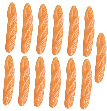 Alasum 13 Stück Kleiner Brot Dekoration aus Kunstharz für Puppenhaus Selbstgemacht mit Lebensechten Französischen Baguette Modellen in Orange für Kleiner Bäckerei und Fotorequisiten