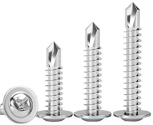 Qrity 50 Pezzi Viti Autofilettanti, Viti Autoperforanti in Acciaio Inox, Bulloni per Fissaggio in Lamiera di Legno, M4.2x50 MM Viti Metalliche