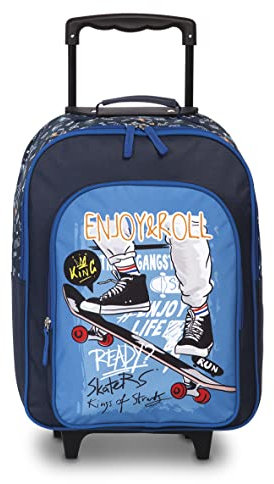 Noey & Lou Kinderkoffer Trolley Rucksack Brustbeutel Koffer Kinder Jungen Mädchen Fabrizio Weichgepäck (M1 Blau2, M1)