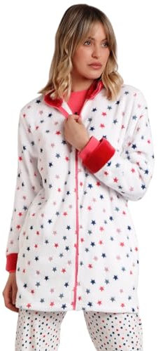 Admas Vestaglia Donna Invernale In Coral Fleece effetto Velluto con cerniera 67134 (IT, Testo, XXL, Regular, Regular, Multicolor)