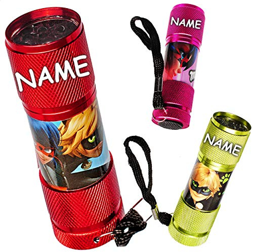 alles-meine.de GmbH Taschenlampe LED - Miracul. - inkl. Name - aus Metall - Mini Lampe/Schlüsselanhänger - 9 Fach LEDlicht - Licht Auto Kindertaschenlampe für Jungen Mädchen - ..