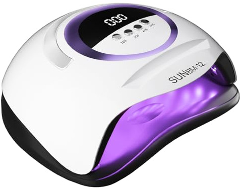 300W UV LED Nail Lamp, Gel Nail Lamp with LCD Display Auto Sensor and 4 Timer Settings, Professional Nail Dryer Gel Polish Light with 72 Beads, Fast Curing UV Light for Gel Nails for Salon and Home