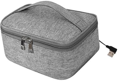 Milageto Bolsa para lonchera con calefacción por USB, lonchera con calefacción, Reutilizable, portátil, para Adultos, Calentador de Almuerzo, Bolsa para, Gris
