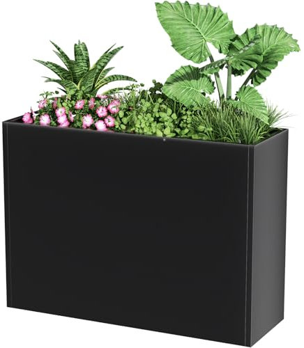 Nessxa Pot de Fleurs en métal Noir, 76,2 x 30,5 x 61 cm (L x l x H)
