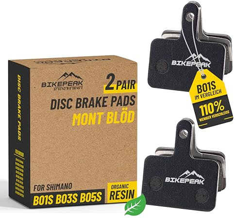 BikePeak 2er Set Fahrrad Scheibenbremsbeläge - Bremsbeläge aus organisches Harz passend für Verschiedene Fahrradbremsen - Bremsklötze für MTB, Trekking und E-Bike - Ersatz B01S, B03S, B05S
