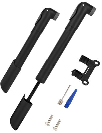Mini pompe à vélo – Pompe à air portable 100 PSI compatible avec valves Presta et Schrader, avec support et aiguille, convient pour vélo de route, VTT, BMX et balles, pompes à cadre