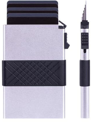 yanwuwa Porte-cartes en aluminium multi-fentes pour homme et adulte, Argent avec bandage