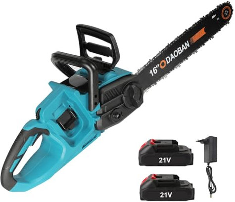 Tronçonneuse à Batterie 8000mAh, 16 Pouces 2400W Tronçonneuse Électrique Sans Fil Brushless, Système d'Huile Automatique, Faible Rebond, Tronçonneuses pour la Coupe du Bois, la Taille des Arbres