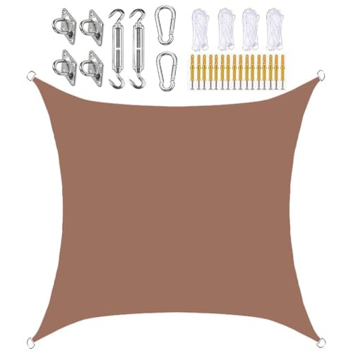 SLDAGe Sonnensegel Quadratisch Wasserdicht Sonnensegel Terrasse Rechteckig Ohne Bohren mit Befestigung Set Sonnensegel Viereckig UV Schutz für Balkon Wohnwagen Camping Sonnensegel - Braun,8x8 m