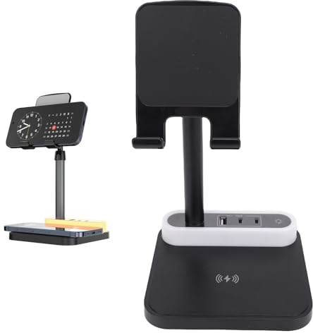 Bewinner 4 in 1 Drahtlose Ladestation mit Nachtleuchten, 15W Schnelles Qi -Ladegerät, Telefonständer, USB C USB A Ports, Abnehmbares Design für Nachttisch, Zuhause, Büro, Reise
