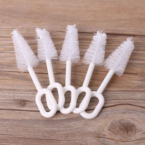 5 Pcs White Pacifier Cleaning Set,Nipples Brush Cleaning Tools Nipple Cleaner Professional Bristle High Density Pacifier Soother Accessories