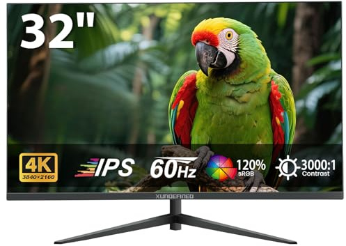 Monitor 4K UHD da 32 pollici, monitor per computer IPS veloce 3840 x 2160, contrasto 3000:1, sRGB 120%, filtro luce blu, sincronizzazione libera, schermo zero frame con HDMI, DisplayPort per casa e
