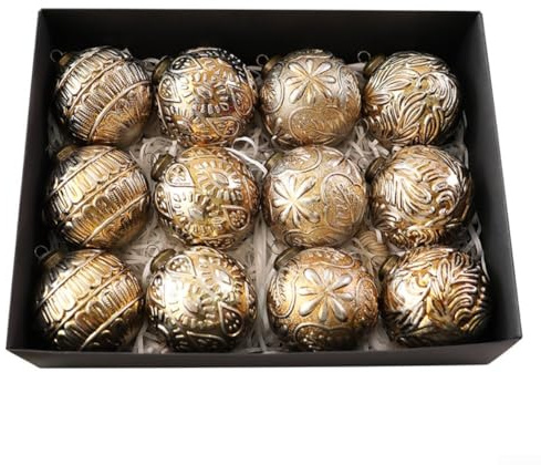 Rustikale Vintage-Christbaumkugel aus bruchsicherem Kunststoff, geeignet für mehrere Feiertagsdekorationen (antikes Curry)