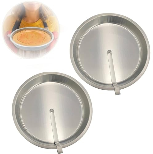 Easy Release Cake Pan Set of 2 – Silver Non-Stick Cake Pan with Built-in Swivel Blade for Quick, Clean Cakes Removal, Ideal for Baking & Dessert Presentation